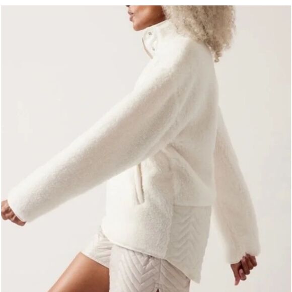 Athleta Magnolia white Cozy 3/4 snap Sherpa Size L - Picture 4 of 14